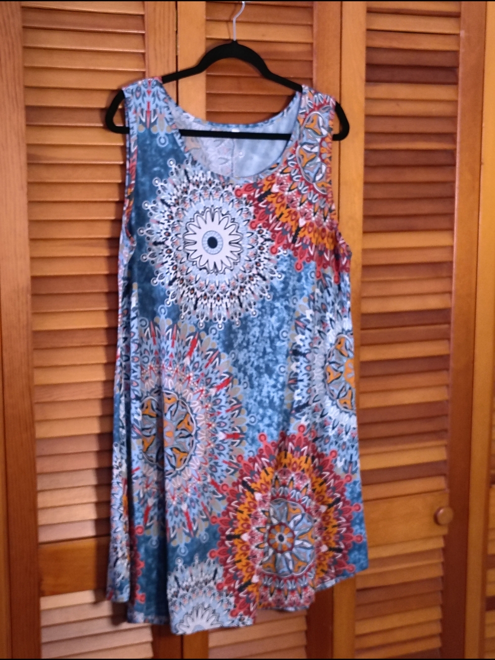 Sleeveless Medallion Print Tunic - Blue & Multi